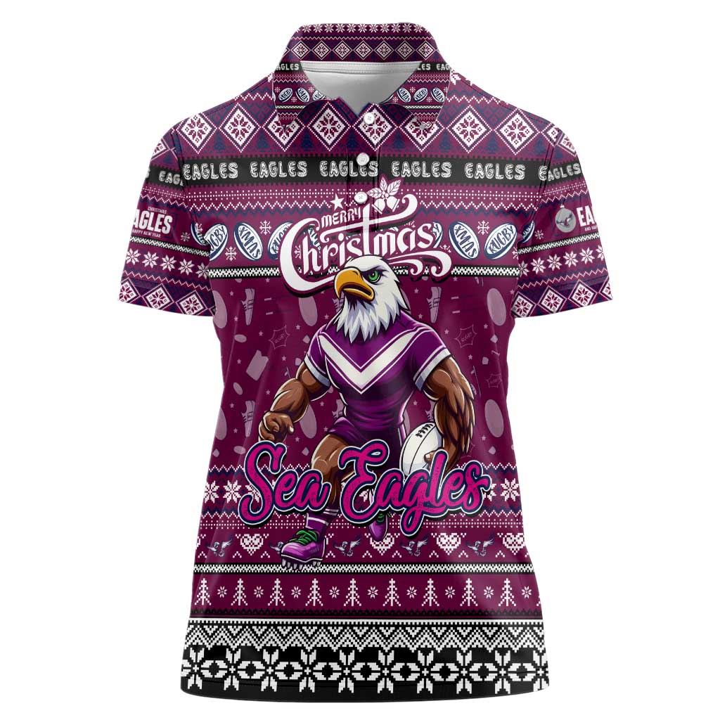 Personalized Sea Eagles Rugby Xmas Women Polo Shirt Australia NRL Mascot