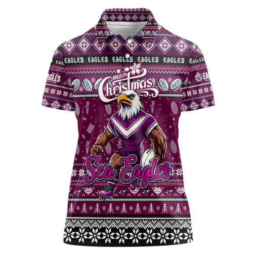 Personalized Sea Eagles Rugby Xmas Women Polo Shirt Australia NRL Mascot