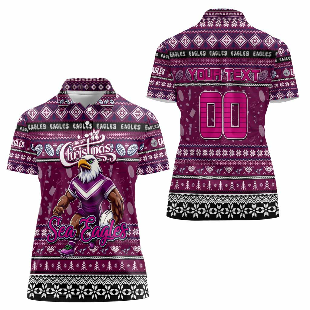 Personalized Sea Eagles Rugby Xmas Women Polo Shirt Australia NRL Mascot