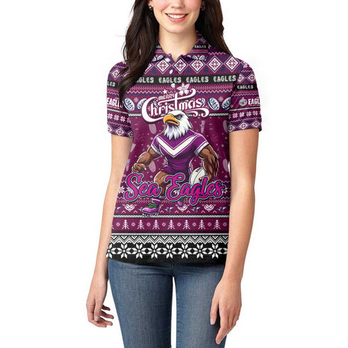 Personalized Sea Eagles Rugby Xmas Women Polo Shirt Australia NRL Mascot