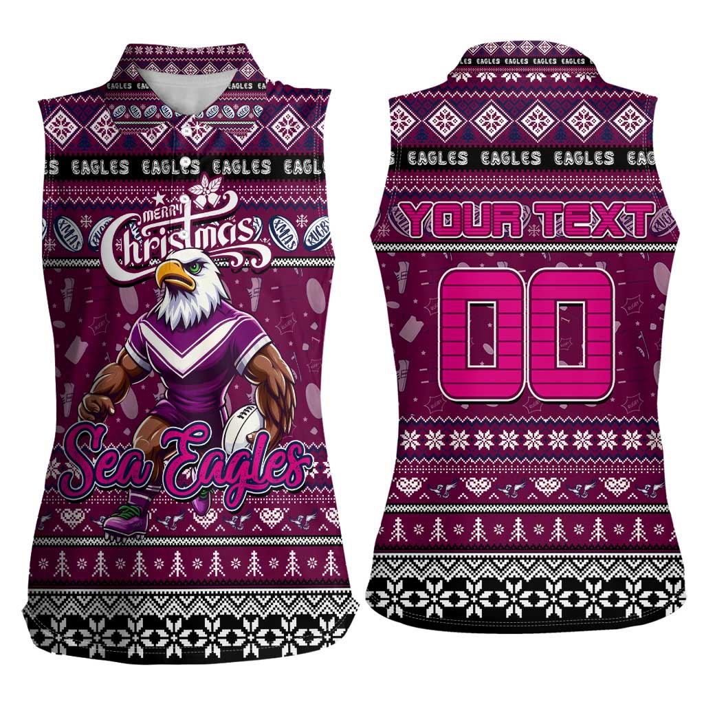Personalized Sea Eagles Rugby Xmas Women Sleeveless Polo Shirt Australia NRL Mascot