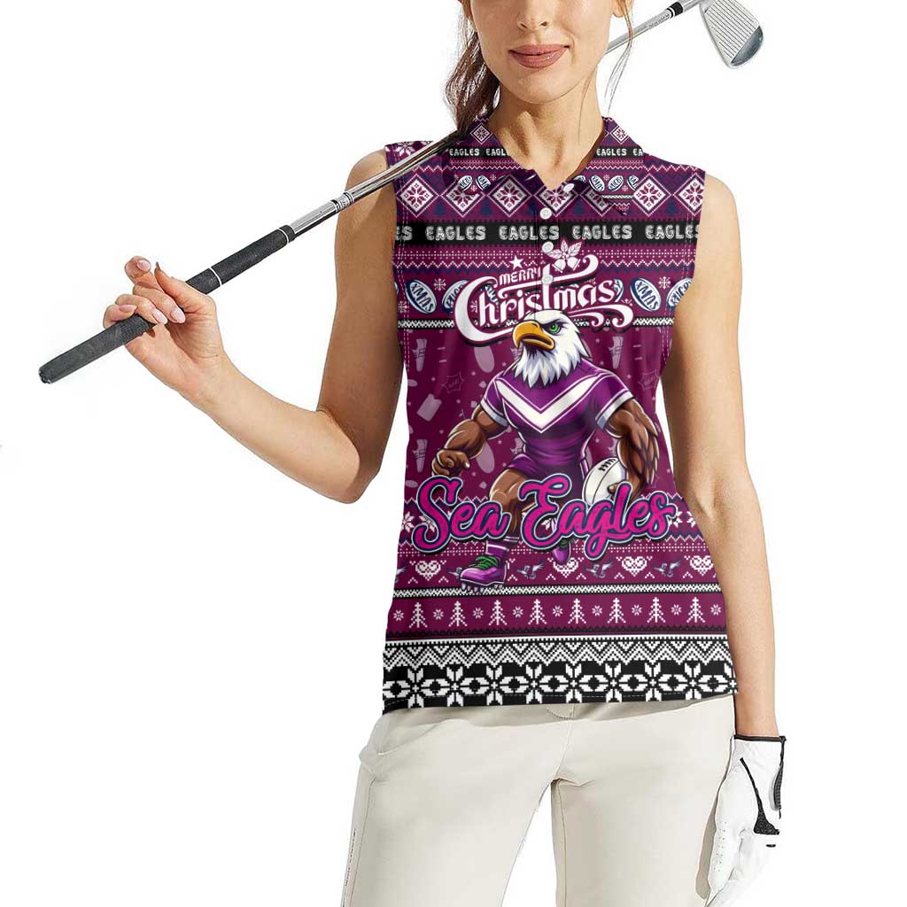 Personalized Sea Eagles Rugby Xmas Women Sleeveless Polo Shirt Australia NRL Mascot