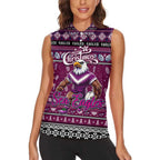 Personalized Sea Eagles Rugby Xmas Women Sleeveless Polo Shirt Australia NRL Mascot