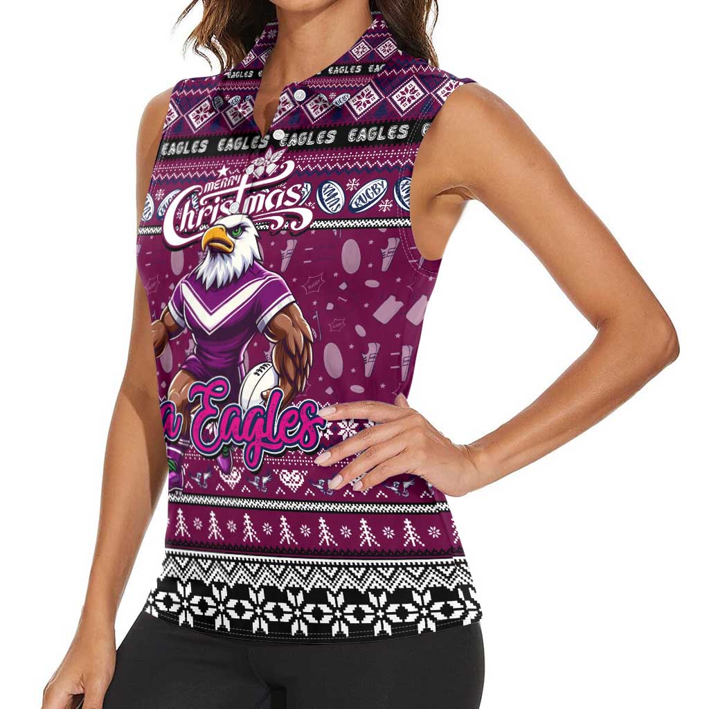 Personalized Sea Eagles Rugby Xmas Women Sleeveless Polo Shirt Australia NRL Mascot
