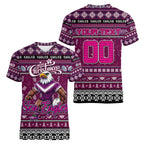 Personalized Sea Eagles Rugby Xmas Women V-Neck T-Shirt Australia NRL Mascot