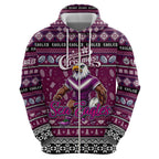 Personalized Sea Eagles Rugby Xmas Zip Hoodie Australia NRL Mascot