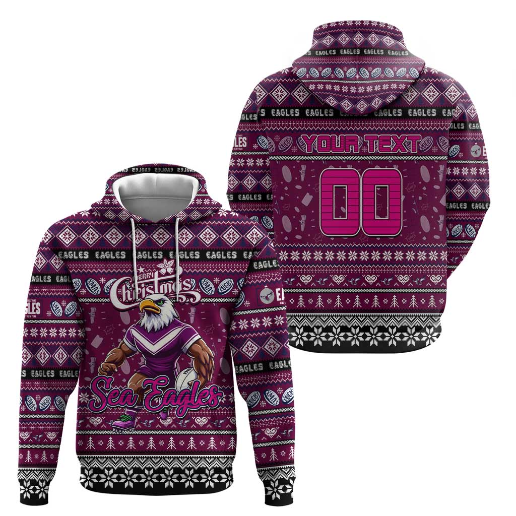 Personalized Sea Eagles Rugby Xmas Zip Hoodie Australia NRL Mascot