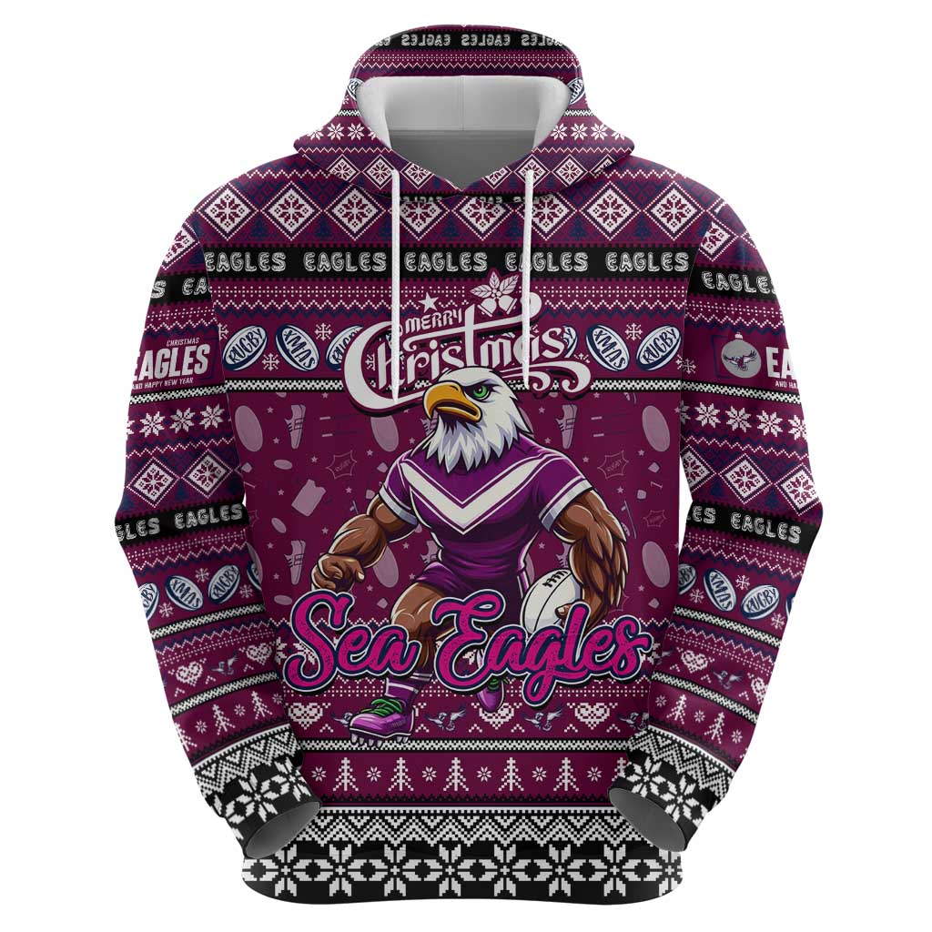 Personalized Sea Eagles Rugby Xmas Zip Hoodie Australia NRL Mascot