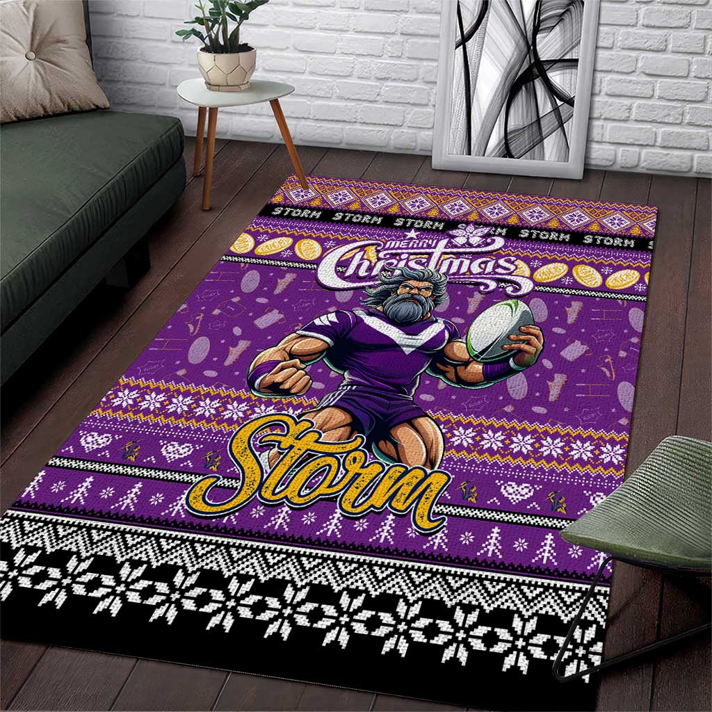 Storm Rugby Xmas Area Rug Australia NRL Mascot