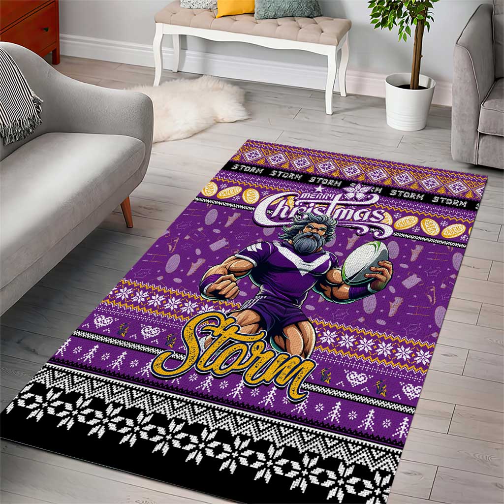 Storm Rugby Xmas Area Rug Australia NRL Mascot