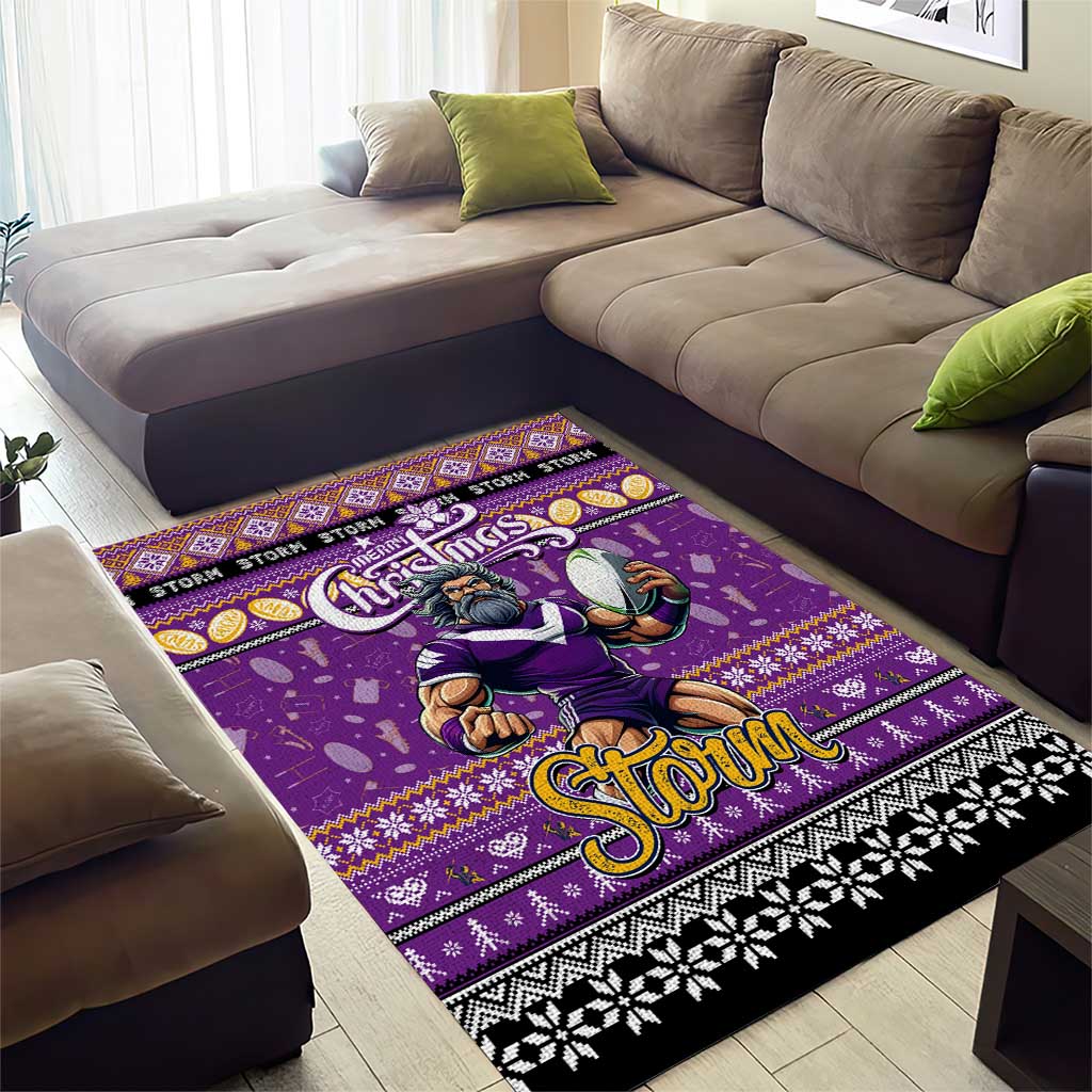 Storm Rugby Xmas Area Rug Australia NRL Mascot