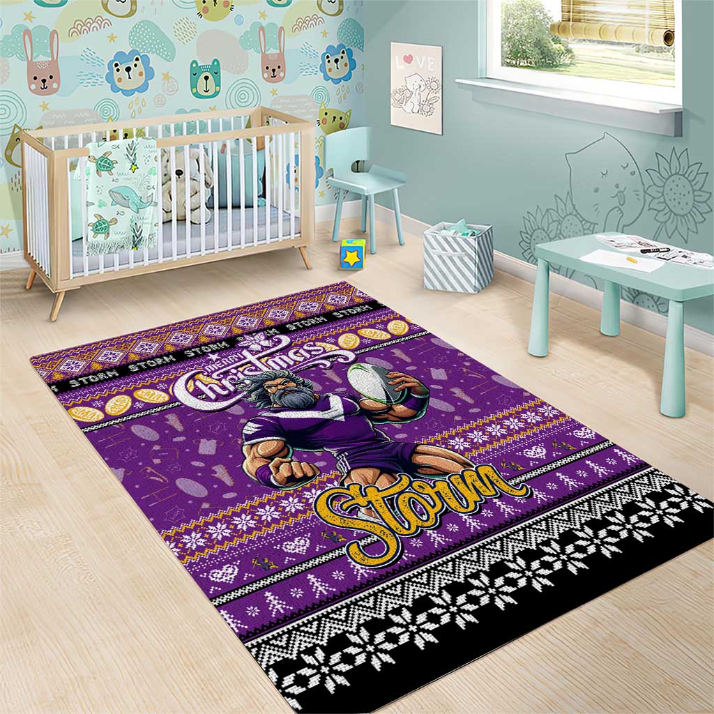 Storm Rugby Xmas Area Rug Australia NRL Mascot