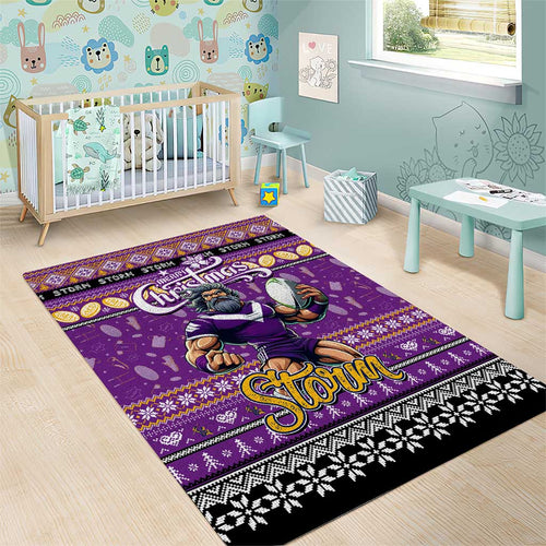 Storm Rugby Xmas Area Rug Australia NRL Mascot