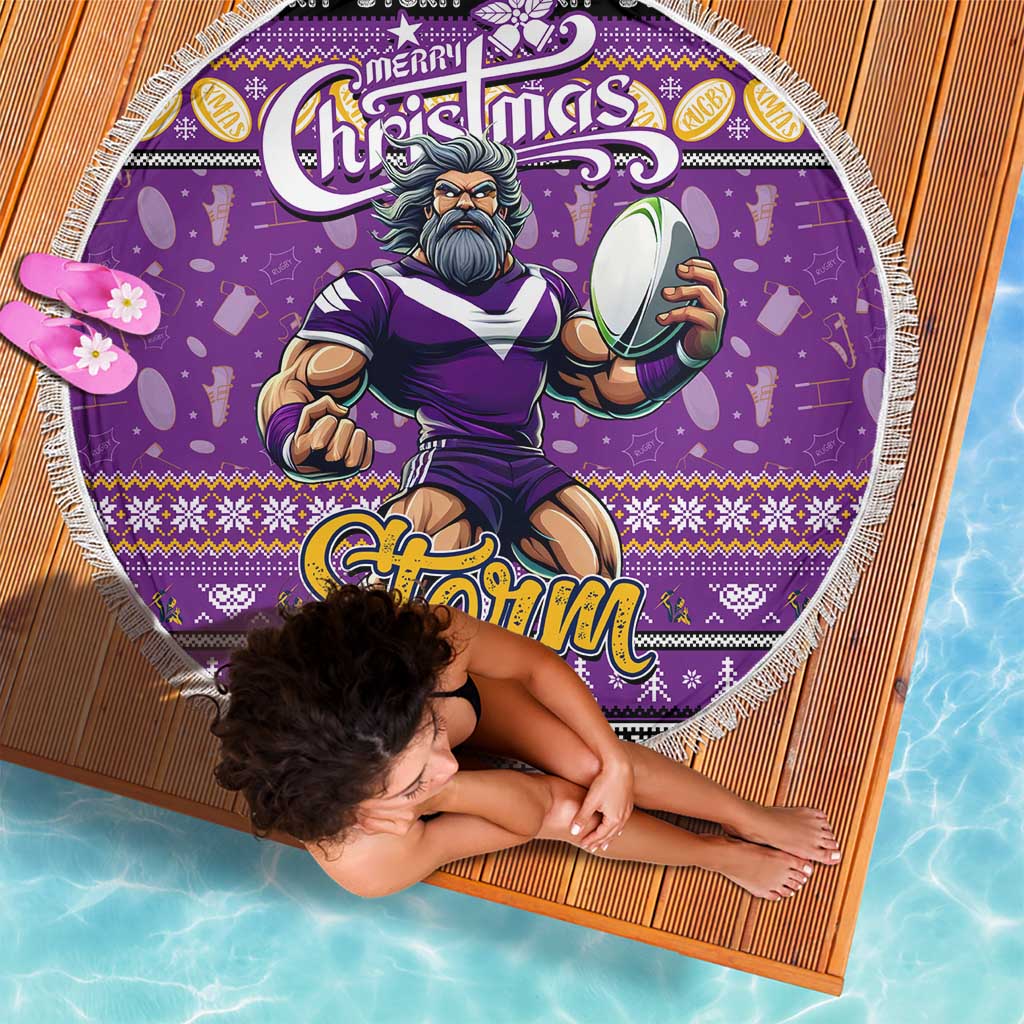 Storm Rugby Xmas Beach Blanket Australia NRL Mascot