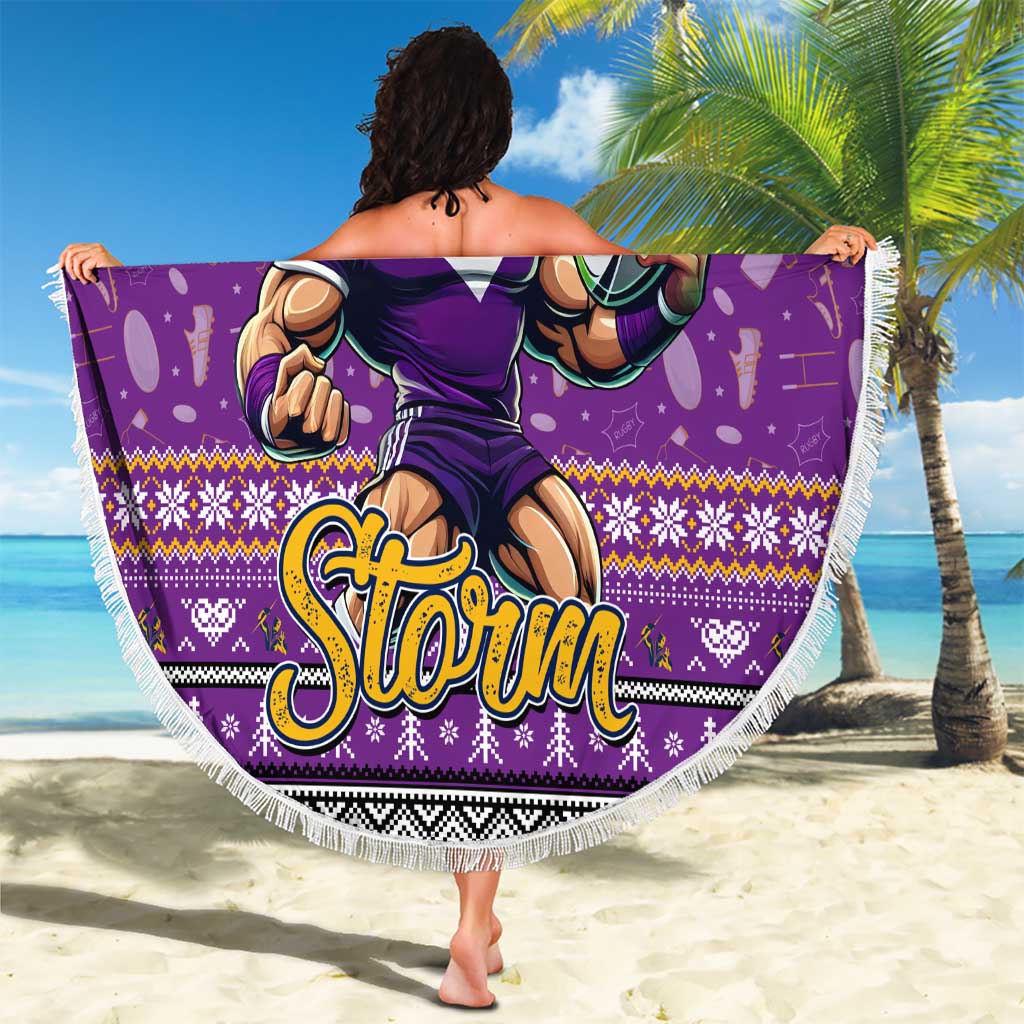 Storm Rugby Xmas Beach Blanket Australia NRL Mascot