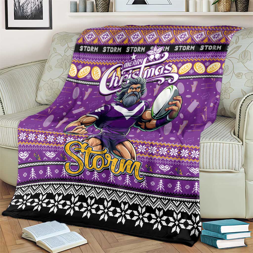 Storm Rugby Xmas Blanket Australia NRL Mascot
