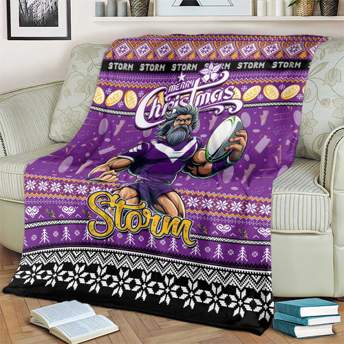 Storm Rugby Xmas Blanket Australia NRL Mascot