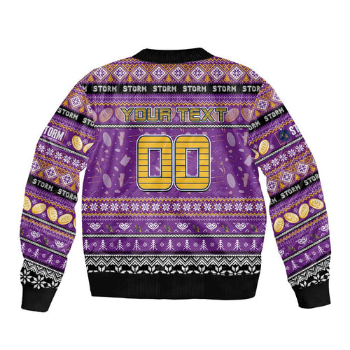 Personalized Storm Rugby Xmas Bomber Jacket Australia NRL Mascot