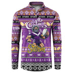 Personalized Storm Rugby Xmas Button Sweatshirt Australia NRL Mascot