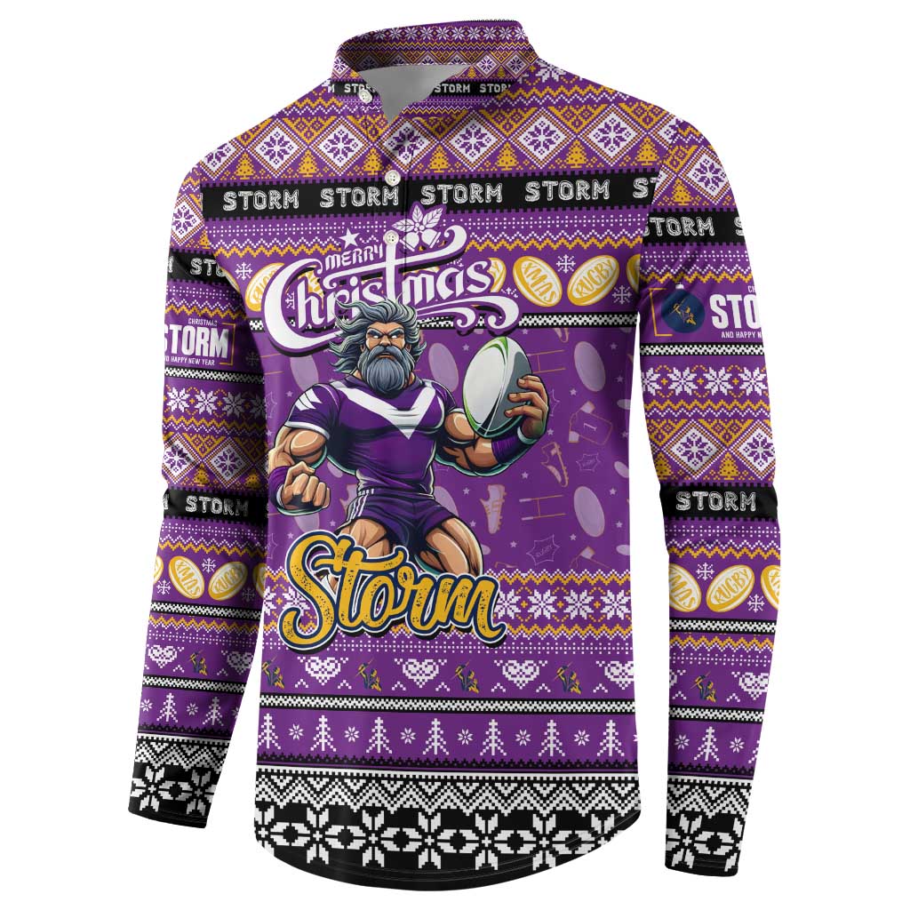 Personalized Storm Rugby Xmas Button Sweatshirt Australia NRL Mascot