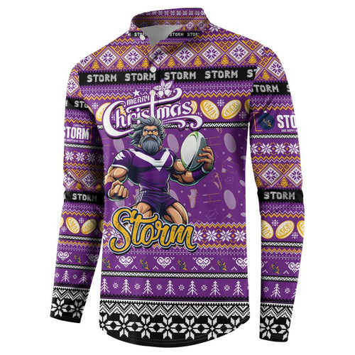 Personalized Storm Rugby Xmas Button Sweatshirt Australia NRL Mascot