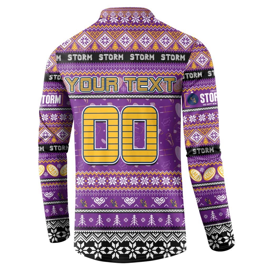 Personalized Storm Rugby Xmas Button Sweatshirt Australia NRL Mascot
