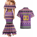Personalized Storm Rugby Xmas Couples Matching Mermaid Dress and Hawaiian Shirt Australia NRL Mascot
