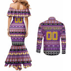 Personalized Storm Rugby Xmas Couples Matching Mermaid Dress and Long Sleeve Button Shirt Australia NRL Mascot