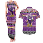 Personalized Storm Rugby Xmas Couples Matching Tank Maxi Dress and Hawaiian Shirt Australia NRL Mascot