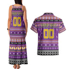 Personalized Storm Rugby Xmas Couples Matching Tank Maxi Dress and Hawaiian Shirt Australia NRL Mascot