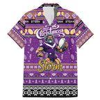 Personalized Storm Rugby Xmas Family Matching Mermaid Dress and Hawaiian Shirt Australia NRL Mascot