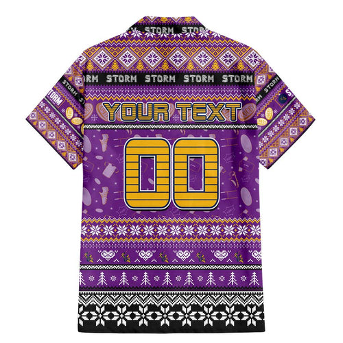 Personalized Storm Rugby Xmas Family Matching Mermaid Dress and Hawaiian Shirt Australia NRL Mascot