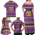 Personalized Storm Rugby Xmas Family Matching Off Shoulder Maxi Dress and Hawaiian Shirt Australia NRL Mascot