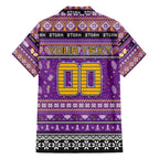 Personalized Storm Rugby Xmas Family Matching Short Sleeve Bodycon Dress and Hawaiian Shirt Australia NRL Mascot