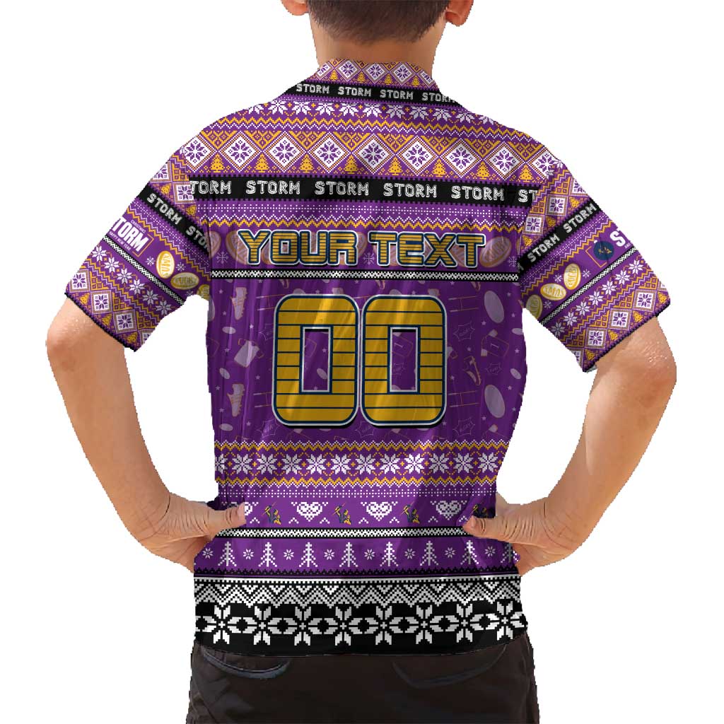 Personalized Storm Rugby Xmas Family Matching Summer Maxi Dress and Hawaiian Shirt Australia NRL Mascot