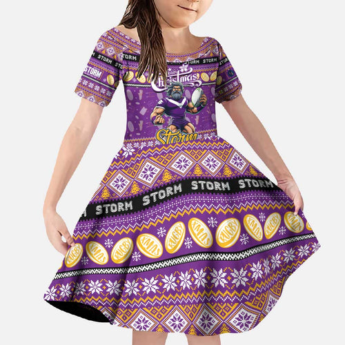 Personalized Storm Rugby Xmas Family Matching Summer Maxi Dress and Hawaiian Shirt Australia NRL Mascot