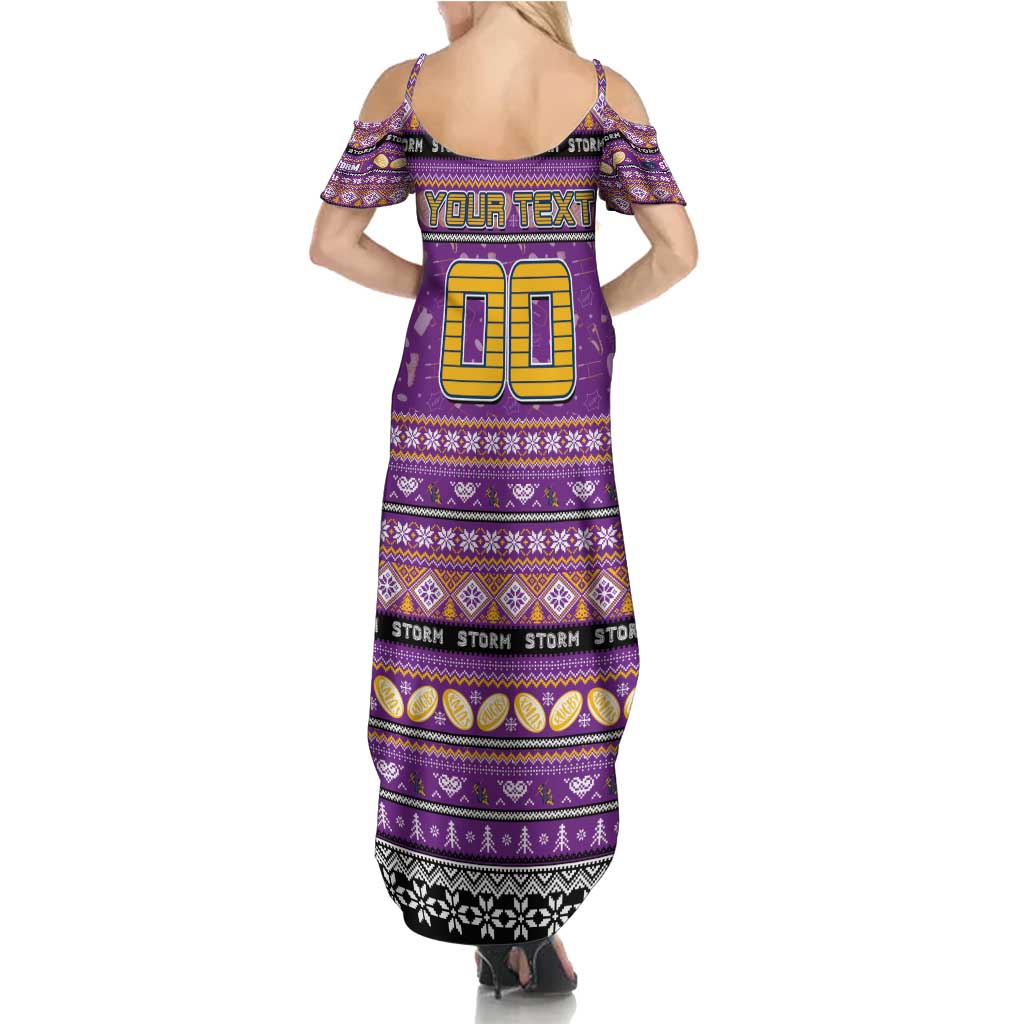 Personalized Storm Rugby Xmas Family Matching Summer Maxi Dress and Hawaiian Shirt Australia NRL Mascot