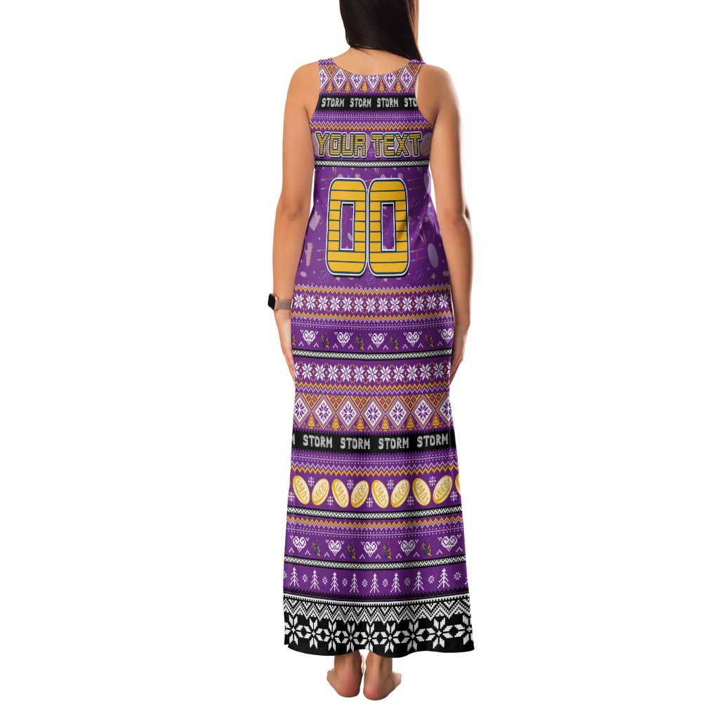 Personalized Storm Rugby Xmas Family Matching Tank Maxi Dress and Hawaiian Shirt Australia NRL Mascot