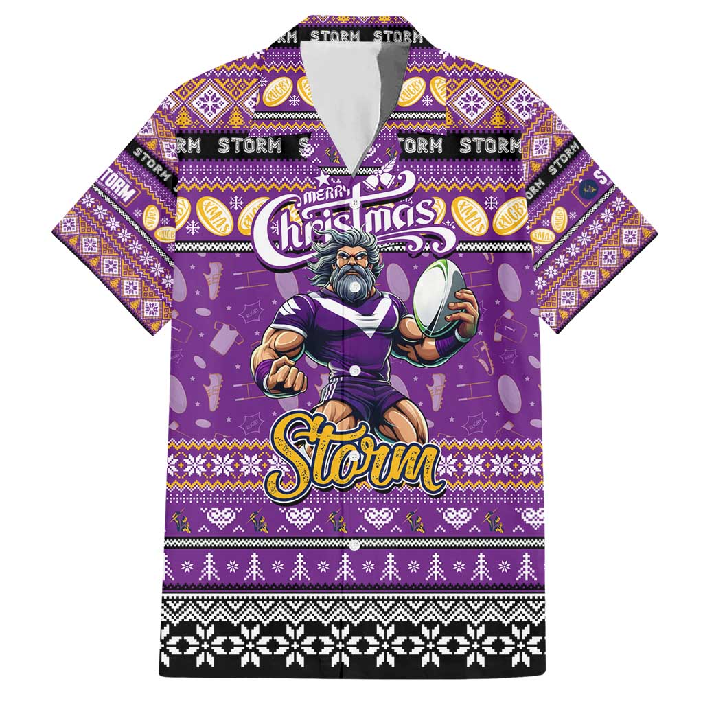 Personalized Storm Rugby Xmas Hawaiian Shirt Australia NRL Mascot