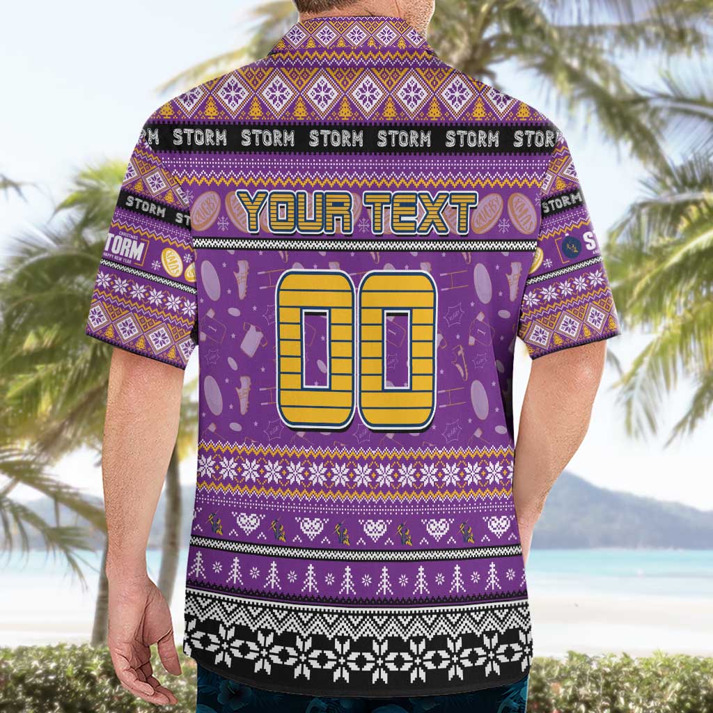 Personalized Storm Rugby Xmas Hawaiian Shirt Australia NRL Mascot