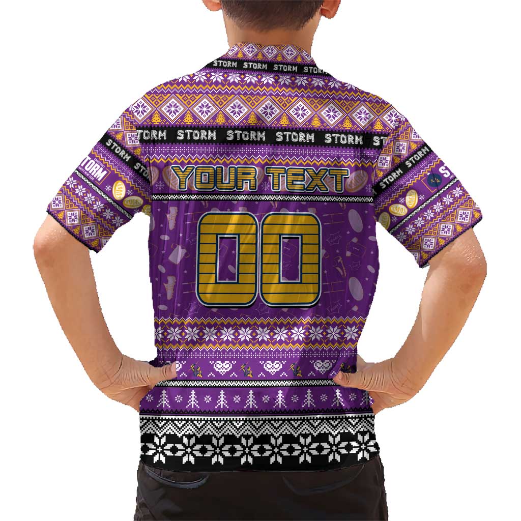Personalized Storm Rugby Xmas Hawaiian Shirt Australia NRL Mascot