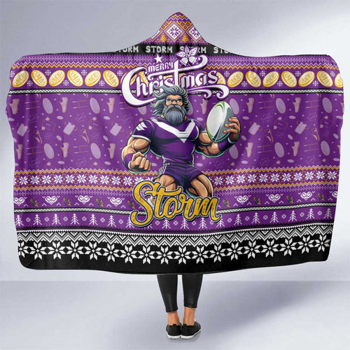Storm Rugby Xmas Hooded Blanket Australia NRL Mascot