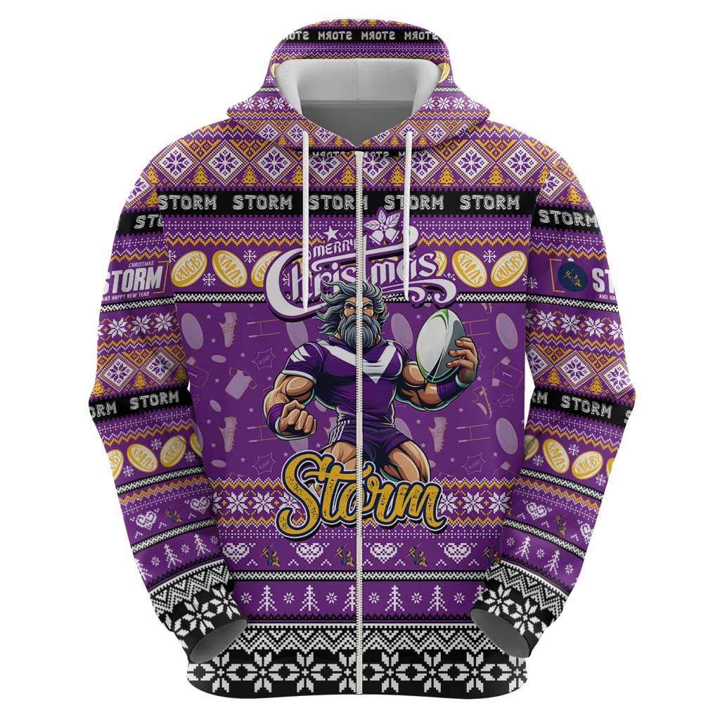 Personalized Storm Rugby Xmas Hoodie Australia NRL Mascot