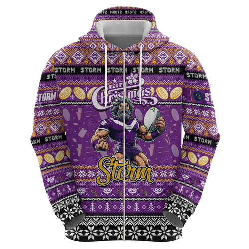 Personalized Storm Rugby Xmas Hoodie Australia NRL Mascot