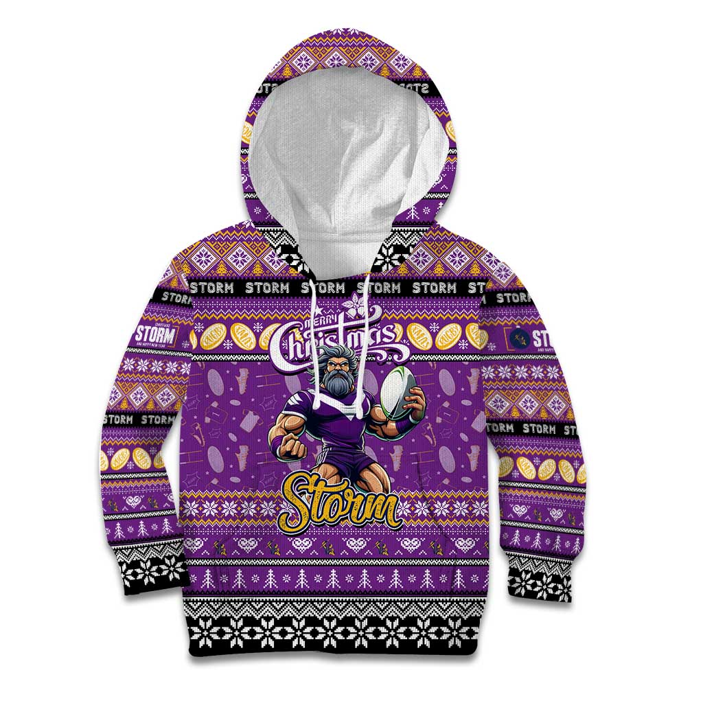 Personalized Storm Rugby Xmas Kid Hoodie Australia NRL Mascot