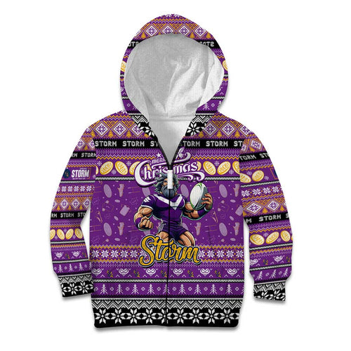 Personalized Storm Rugby Xmas Kid Hoodie Australia NRL Mascot