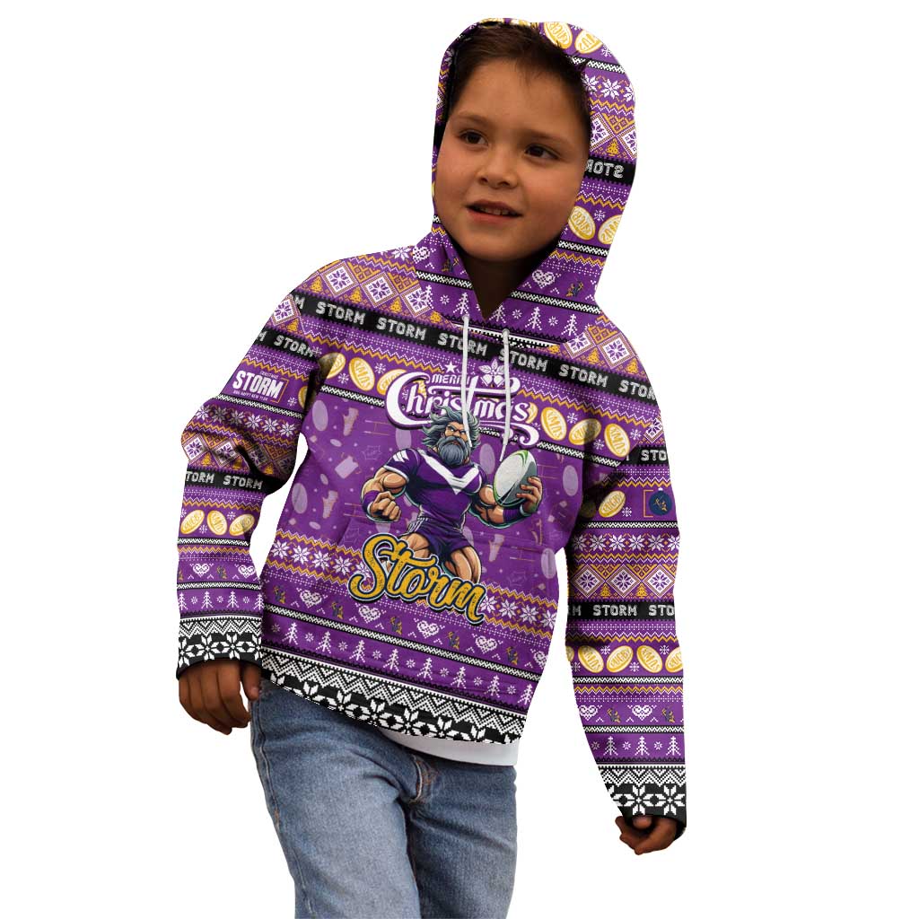 Personalized Storm Rugby Xmas Kid Hoodie Australia NRL Mascot