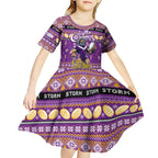 Personalized Storm Rugby Xmas Kid Short Sleeve Dress Australia NRL Mascot