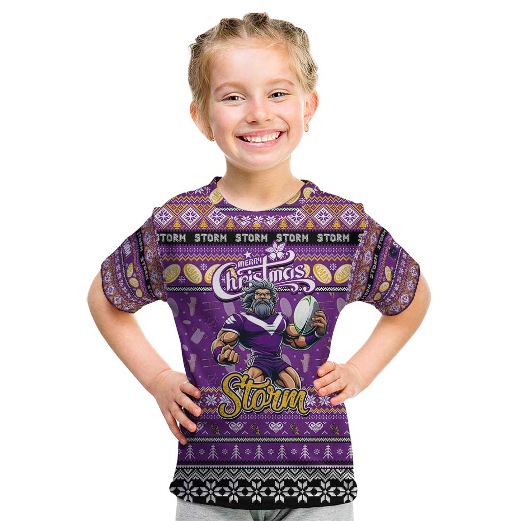 Personalized Storm Rugby Xmas Kid T Shirt Australia NRL Mascot