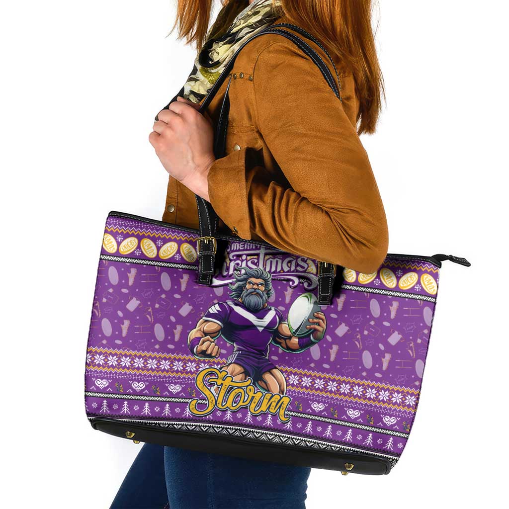 Storm Rugby Xmas Leather Tote Bag Australia NRL Mascot